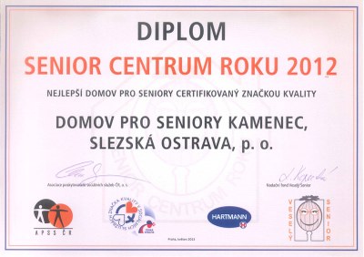 Domov pro seniory Kamenec je Senior centrem roku 2012
