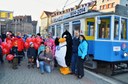 Děti přijely s tučňákem Rudolfem tramvají Barborka.
