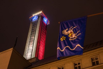 Nová radnice v belgických barvách