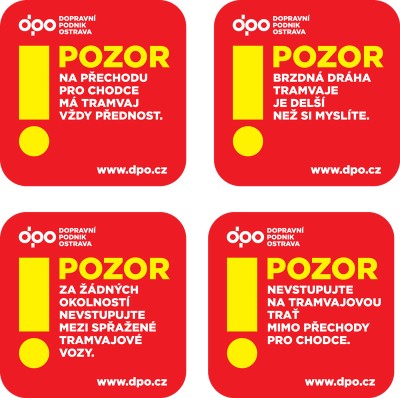 Samolepky v tramvajích 