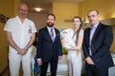 Tomáš Macura, Petr Uhlig a Marek Ožana se šťastnou maminkou.