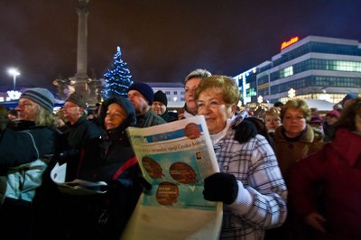 Sbor Ostravanů zpíval na Masarykově náměstí vánoční koledy