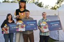 Trojice nejúspěšnějších finalistů. Zleva třetí Barbara Lindovská, uprostřed vítěz Jiří Augustin a vpravo druhý Jan Slepička. 