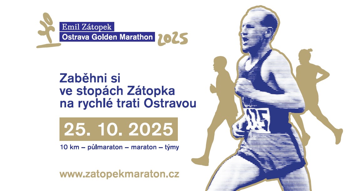 Grafický plakát ke Zlatému Maratonu Emila Zátopka Ostrava