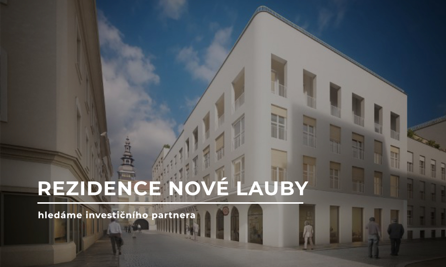 Obrázek s nápisem Rezidence Novel Lauby - hledáme investičního partnera