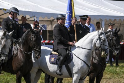 The meeting of mounted police units was opened by the Mayor of Ostrava in a cavalry style